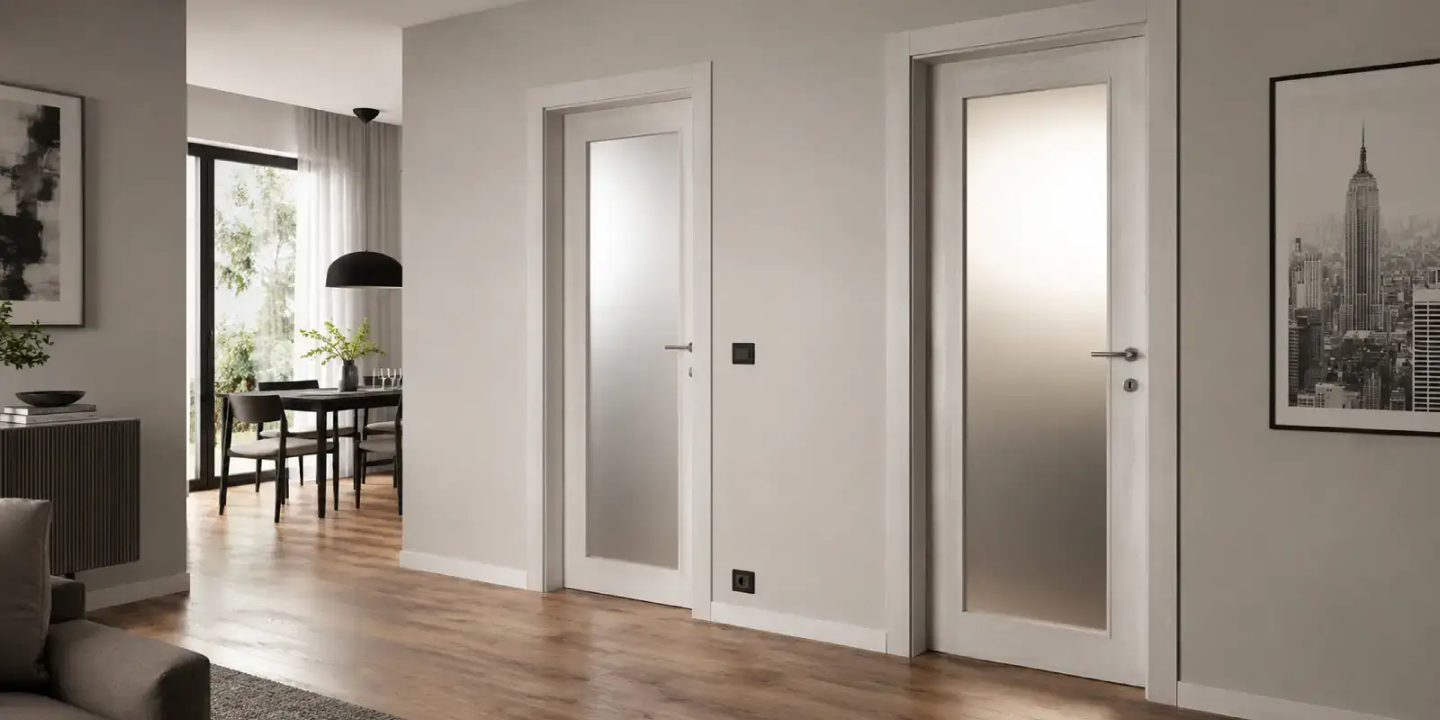 Porte interne con vetro satinato
